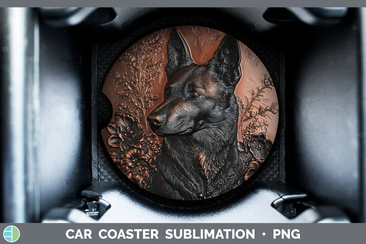 GorgeousDogs 04 Copper Relief Car Coaster design.