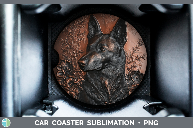 Dogs 04 Copper Relief Norwegian Elkhound Car Coaster Sublima