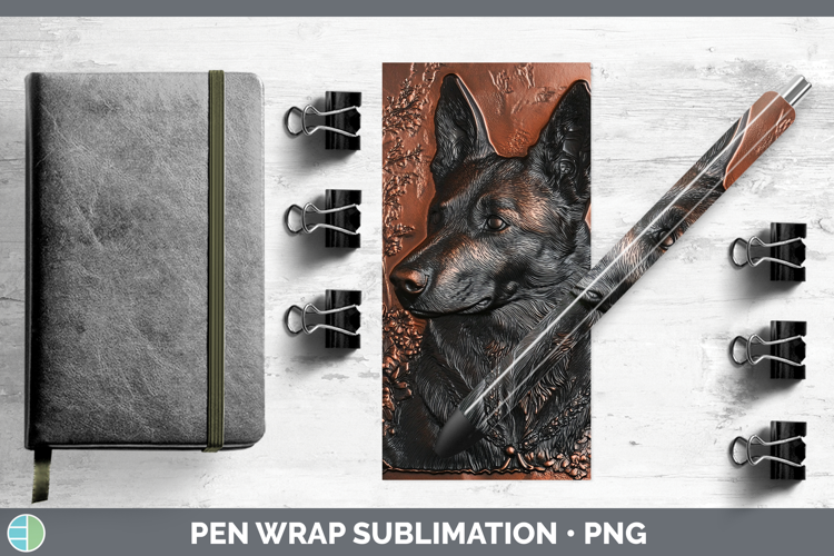 Dogs 04 Copper Relief Norwegian Elkhound Pen Wrap Sublimatio