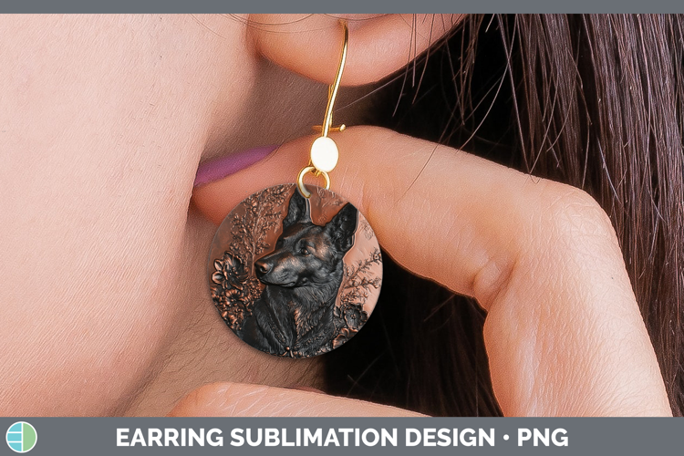 Dogs 04 Copper Relief Norwegian Elkhound Round Earrings Subl