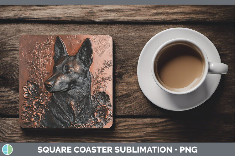 GorgeousDogs 04 Copper Relief Square Coaster design.