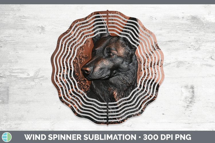 Dogs 04 Copper Relief Norwegian Elkhound Wind Spinner Sublim