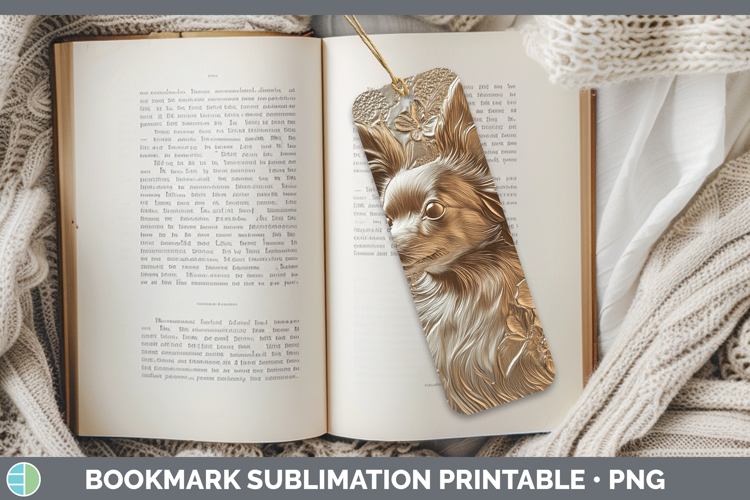 Dogs 04 Copper Relief Papillon Bookmark Sublimation Printabl