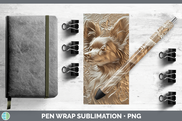 Dogs 04 Copper Relief Papillon Pen Wrap Sublimation Pen Desi