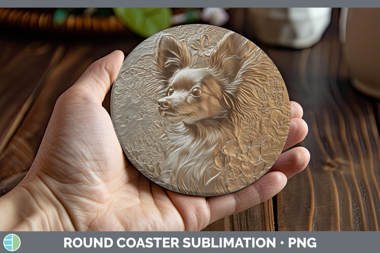 GorgeousDogs 04 Copper Relief Round Coaster design.