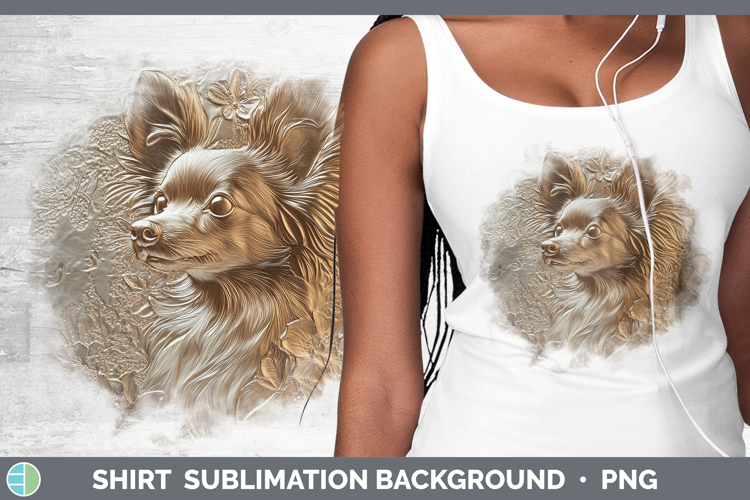 Dogs 04 Copper Relief Papillon Shirt Sublimation Sublimation