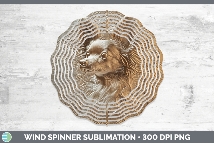 Dogs 04 Copper Relief Papillon Wind Spinner Sublimation Spin