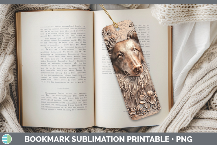 Dogs 04 Copper Relief Rough Collie Bookmark Sublimation Prin