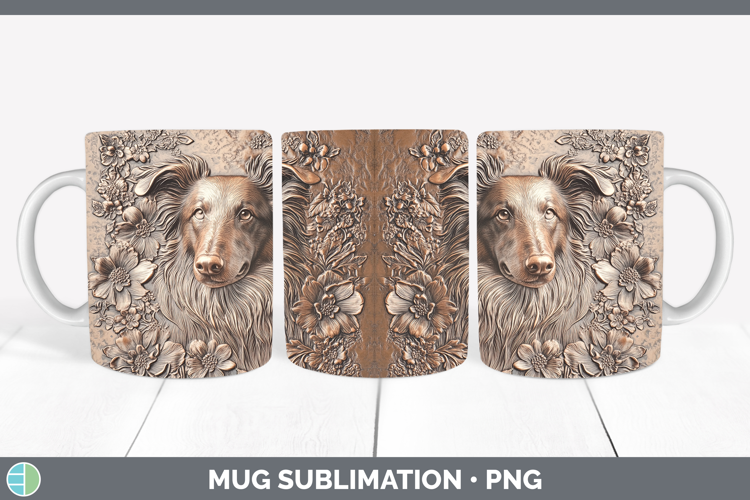 Dogs 04 Copper Relief Rough Collie Mug Wrap Sublimation Coff