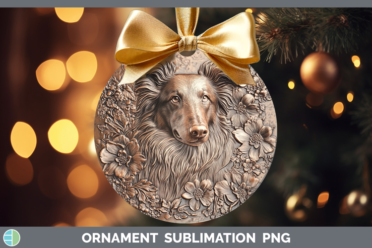Dogs 04 Copper Relief Rough Collie Ornament Sublimation Baub