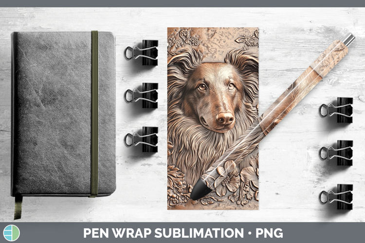Dogs 04 Copper Relief Rough Collie Pen Wrap Sublimation Pen