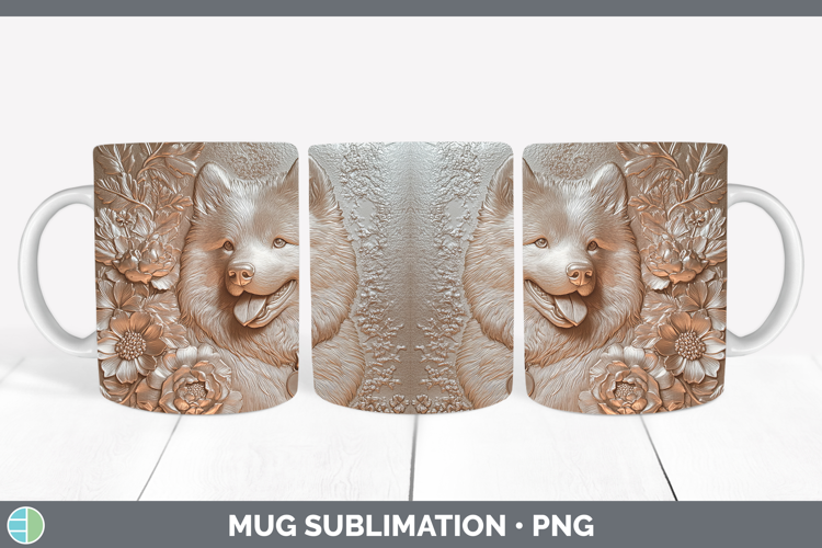 Dogs 04 Copper Relief Samoyed Mug Wrap Sublimation Coffee Cu