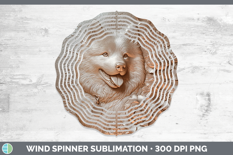 Dogs 04 Copper Relief Samoyed Wind Spinner Sublimation Spinn