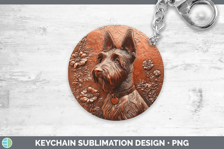 Dogs 04 Copper Relief Scottish Terrier Keychain Sublimation