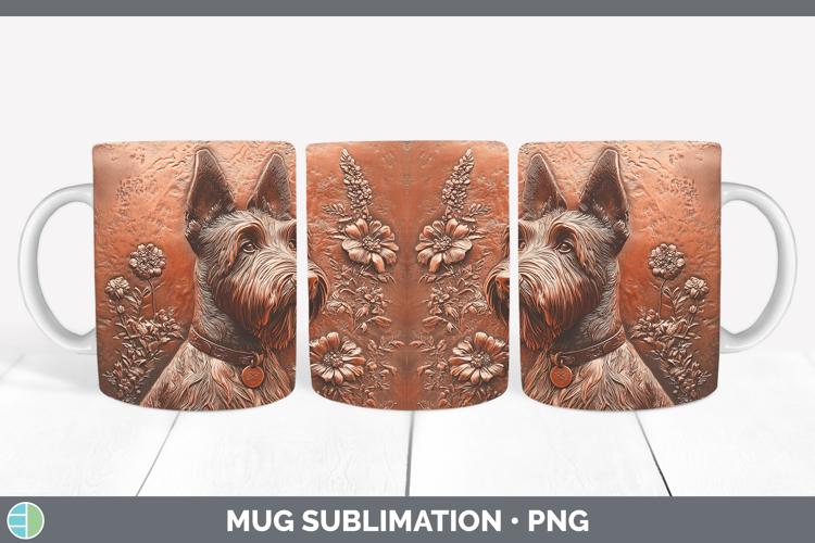 Dogs 04 Copper Relief Scottish Terrier Mug Wrap Sublimation
