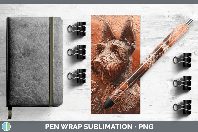 Dogs 04 Copper Relief Scottish Terrier Pen Wrap Sublimation
