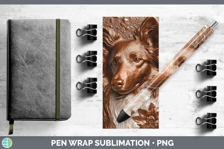 Dogs 04 Copper Relief Shetland Sheepdog Pen Wrap Sublimation