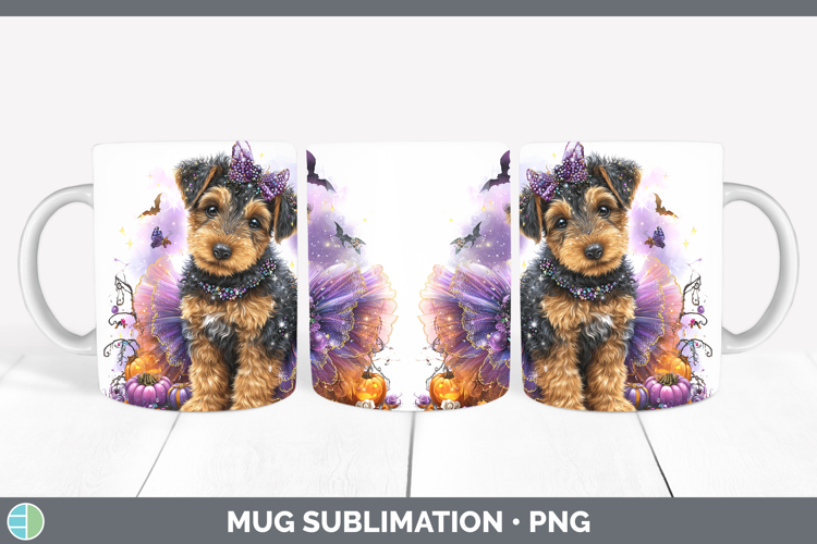 Dogs 04 Halloween Airedale Terrier Mug Wrap Sublimation Coff