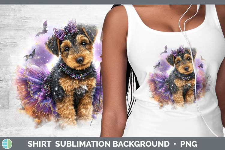 Dogs 04 Halloween Airedale Terrier Shirt Sublimation Backgro