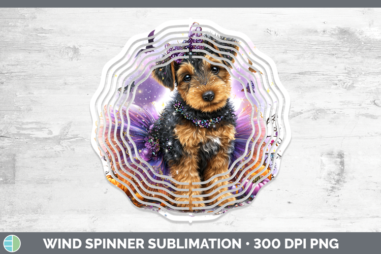 Dogs 04 Halloween Airedale Terrier Wind Spinner Sublimation