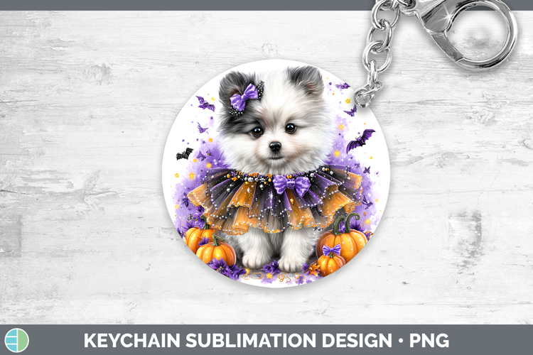 Dogs 04 Halloween American Eskie Keychain Sublimation Keyrin
