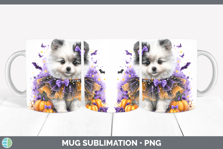 Dogs 04 Halloween American Eskie Mug Wrap Sublimation Coffee
