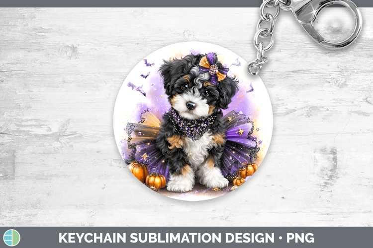 Dogs 04 Halloween Bernedoodle Keychain Sublimation Keyring D