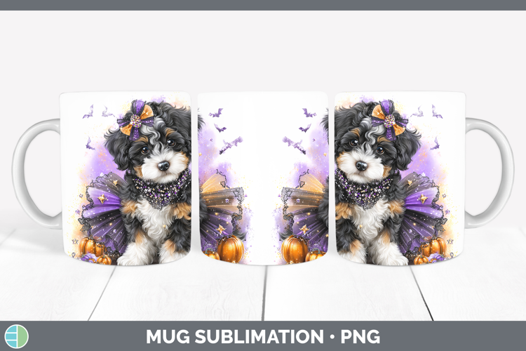 Dogs 04 Halloween Bernedoodle Mug Wrap Sublimation Coffee Cu