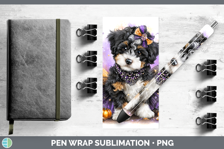 Dogs 04 Halloween Bernedoodle Pen Wrap Sublimation Pen Desig