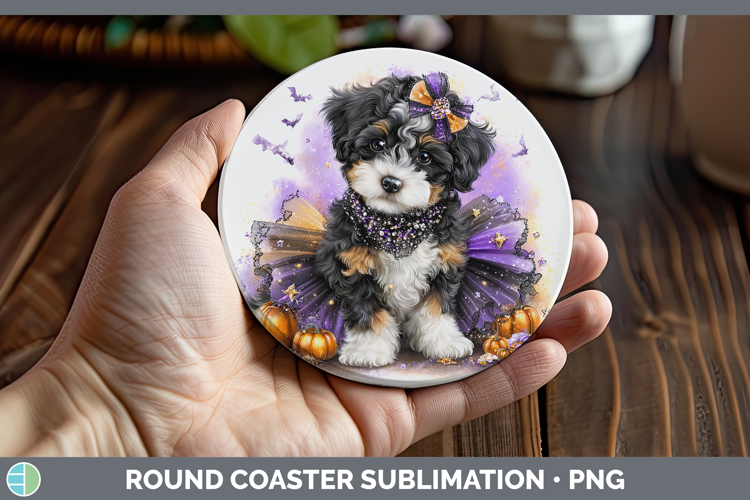 Dogs 04 Halloween Bernedoodle Round Coaster Sublimation Coas