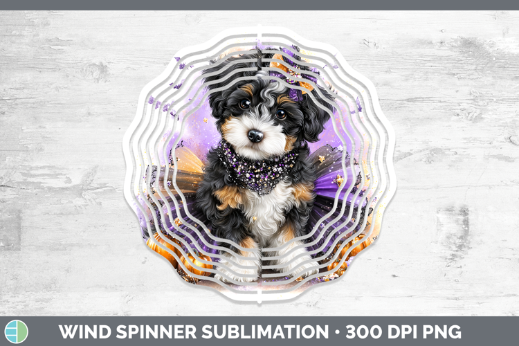 Dogs 04 Halloween Bernedoodle Wind Spinner Sublimation Spinn