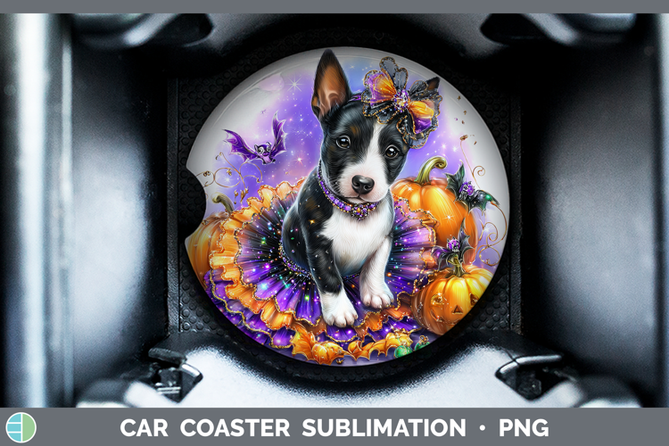Dogs 04 Halloween Bull Terrier Car Coaster Sublimation Desi