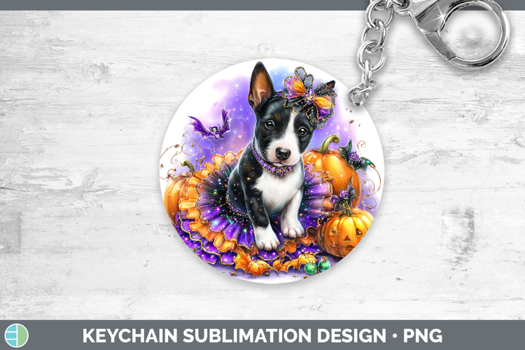 Dogs 04 Halloween Bull Terrier Keychain Sublimation Keyring
