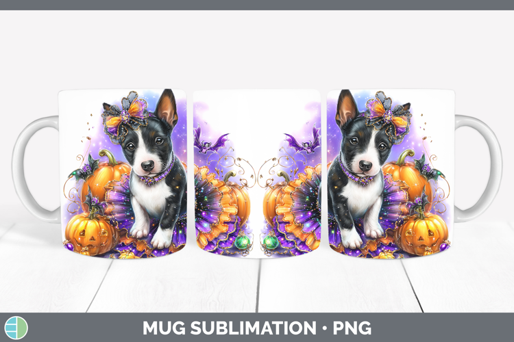 Dogs 04 Halloween Bull Terrier Mug Wrap Sublimation Coffee C