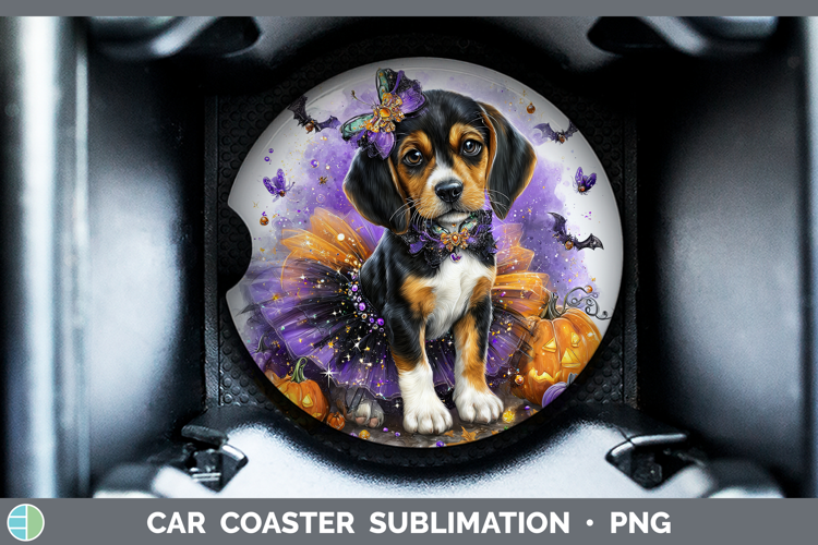 Dogs 04 Halloween English Coonhound Car Coaster Sublimation