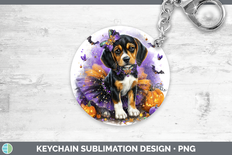 Dogs 04 Halloween English Coonhound Keychain Sublimation Key