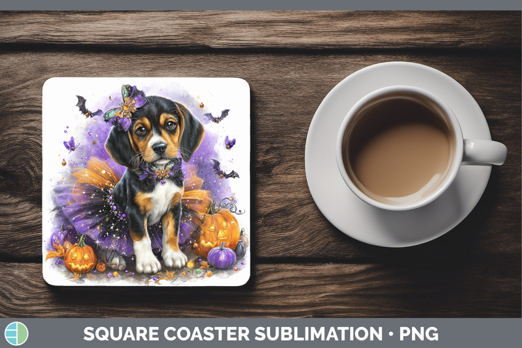Dogs 04 Halloween English Coonhound Square Coaster Sublimati