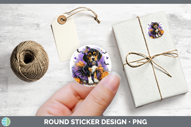 Dogs 04 Halloween English Coonhound Stickers | Round Labels