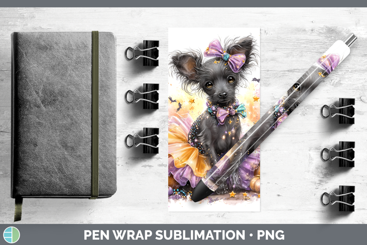 Dogs 04 Halloween Hairless Chinese Crested Pen Wrap Sublimat