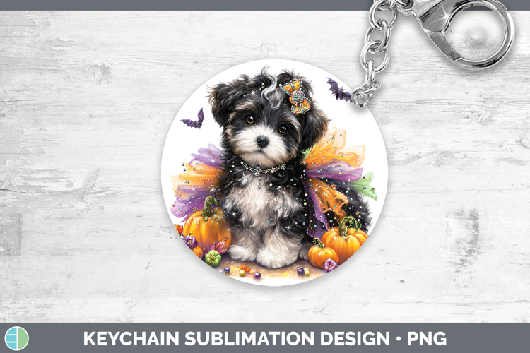 Dogs 04 Halloween Havanese Keychain Sublimation Keyring Desi