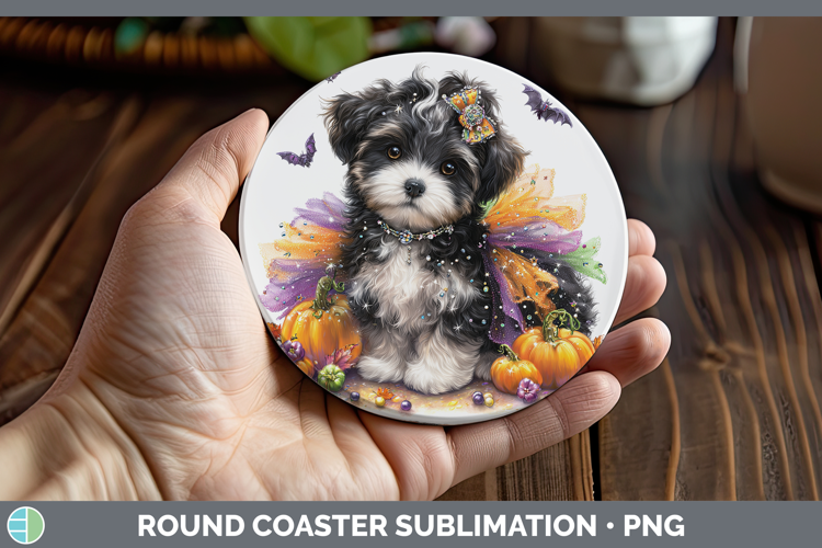 Dogs 04 Halloween Havanese Round Coaster Sublimation Coaster