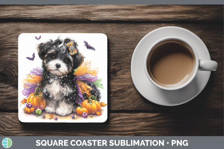 Dogs 04 Halloween Havanese Square Coaster Sublimation Coaste