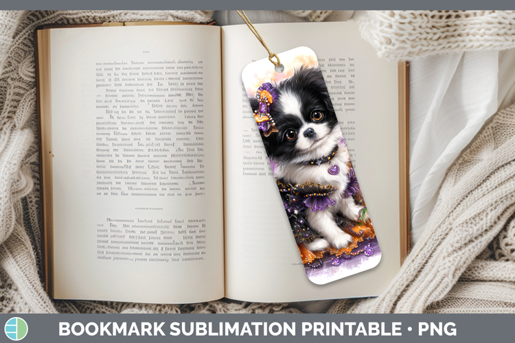 Dogs 04 Halloween Japanese Chin Bookmark Sublimation Printab