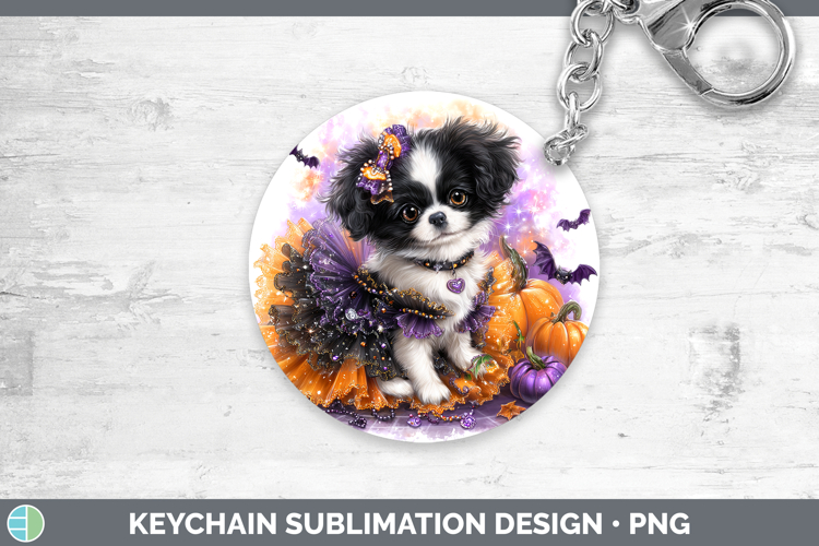 Dogs 04 Halloween Japanese Chin Keychain Sublimation Keyring