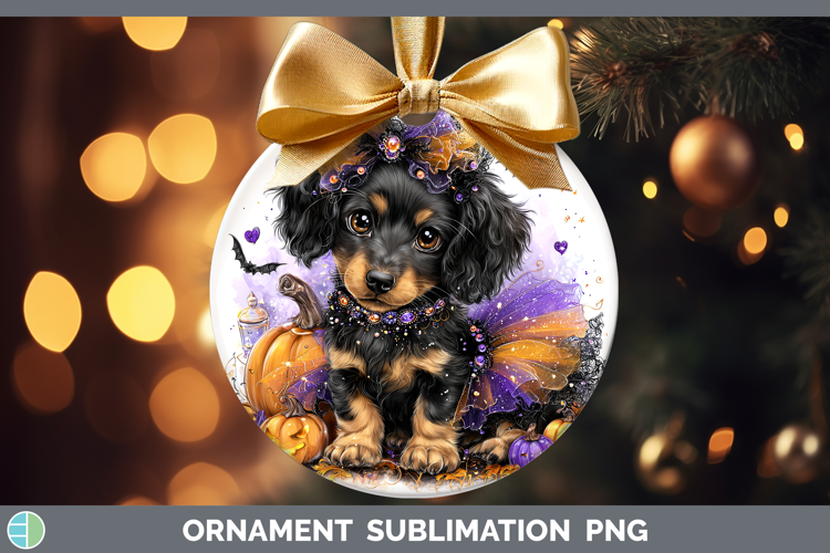Dogs 04 Halloween Long-haired Dachshund Ornament Sublimation