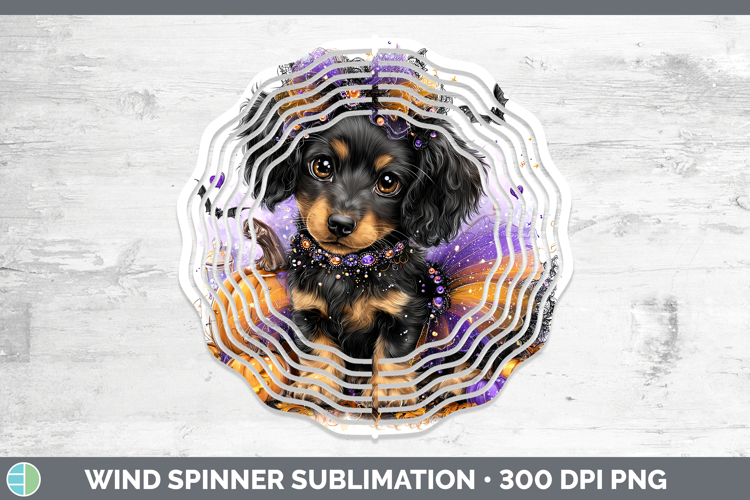 Dogs 04 Halloween Long-haired Dachshund Wind Spinner Sublima