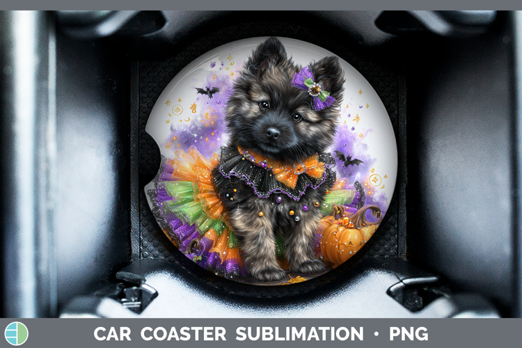 Dogs 04 Halloween Norwegian Elkhound Car Coaster Sublimation
