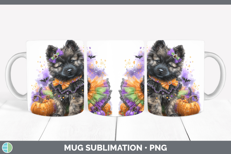 Dogs 04 Halloween Norwegian Elkhound Mug Wrap Sublimation Co