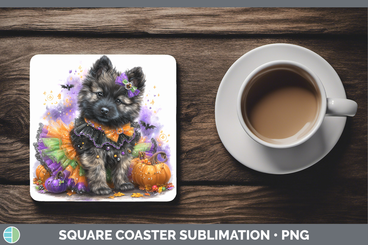 Dogs 04 Halloween Norwegian Elkhound Square Coaster Sublimat