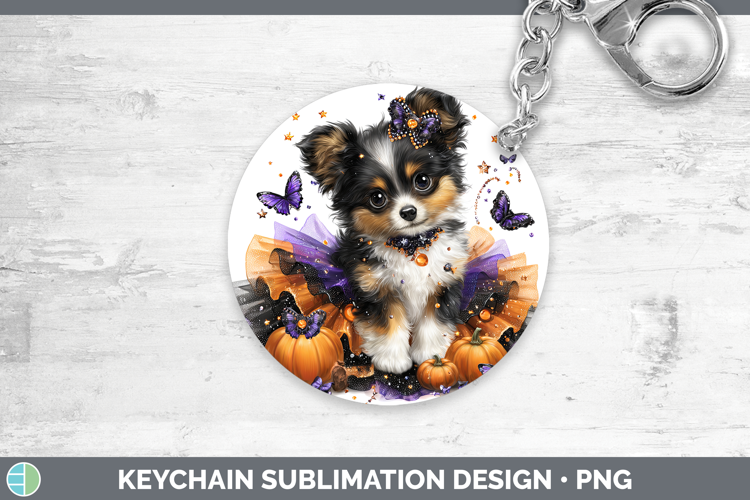 Dogs 04 Halloween Papillon Keychain Sublimation Keyring Desi